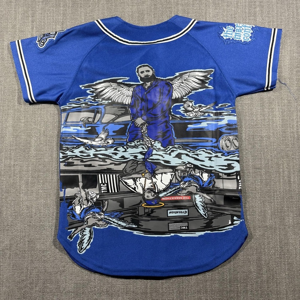 Brand X Shirt Youth Small Blue Los Angeles Baseball Jersey Marathon Continues - Picture 7 of 8